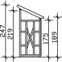 Technische Zeichnung: Skan Holz Holzunterstand Lars 2, 290x128 cm, Nussbaum, Kaminholzregal mit Maßen.