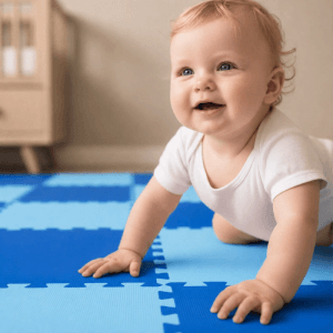 LittleTom Baby & Kinder Puzzlematte 30 x 30 cm 18 Stück Hellblau & Dunkelblau
