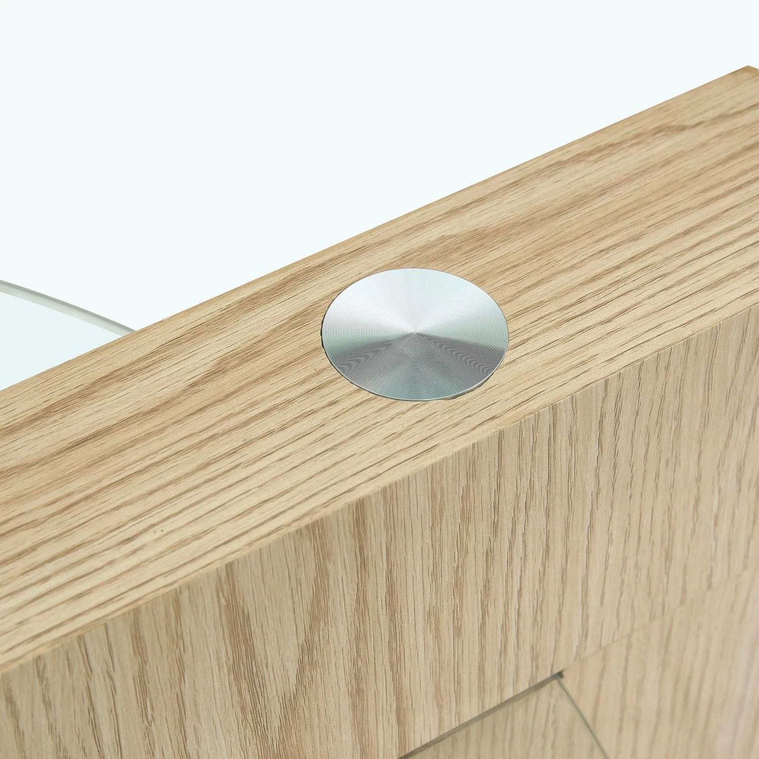 okwish Couchtisch mit Glas und Zwei Ebenen für Wohnzimmer 90x70x44 cm Natur_9