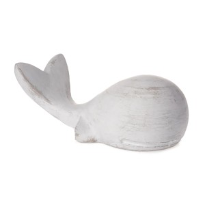 Dekorative Wal Figur aus Beton, grau-weiß gewischt, 6x17x8 cm. Maritime Gartendeko.