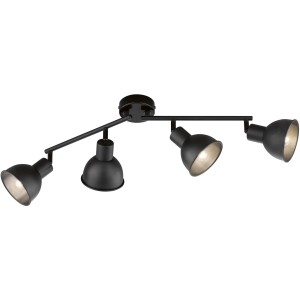 Schwarze, 4-flammige Fischer & Honsel Deckenleuchte Speedy, 60 cm breit, für Spots.