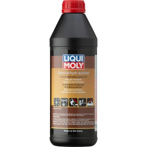 Liqui Moly Zentralhydrauliköl 1 l im schwarzen Behälter mit rotem Deckel.
