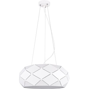 Weiße Trio Pendelleuchte Zandor mit geometrischem Muster, ideal für Wohnräume.