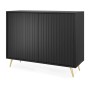 Selsey Selsey Sideboard Bello mit Lamellenfronten 104 cm Schwarz mit Goldenen Beinen