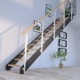 Treppe Kos 14 Stufen Eiche Rustik Natur 107 cm Design-Geländer Schwarz FSC®_9