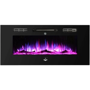 El Fuego Elektrokamin Bern 100 mit LED-Ambientelicht und schwarzer Glasfront.