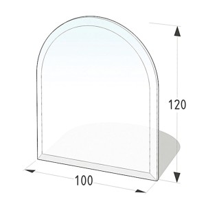 Lienbacher Funkenschutzplatte aus Glas, Rundbogen, 8 mm stark, für Kamin und Ofen.