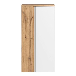Held Möbel Midischrank Ancona, 65 cm, matt Weiß und Wotaneiche Dekor, für Badmöbel-Sets.