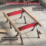 Zwei rote, höhenverstellbare HOMCOM Metall-Arbeitsböcke mit rutschfester EVA-Oberfläche und Holzauflage in einer Werkstatt.