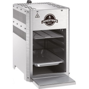Jamestown Gas-Steakgrill Brad XS: Kompakter Edelstahl-Grill mit Grillrost und Fettauffangschale.