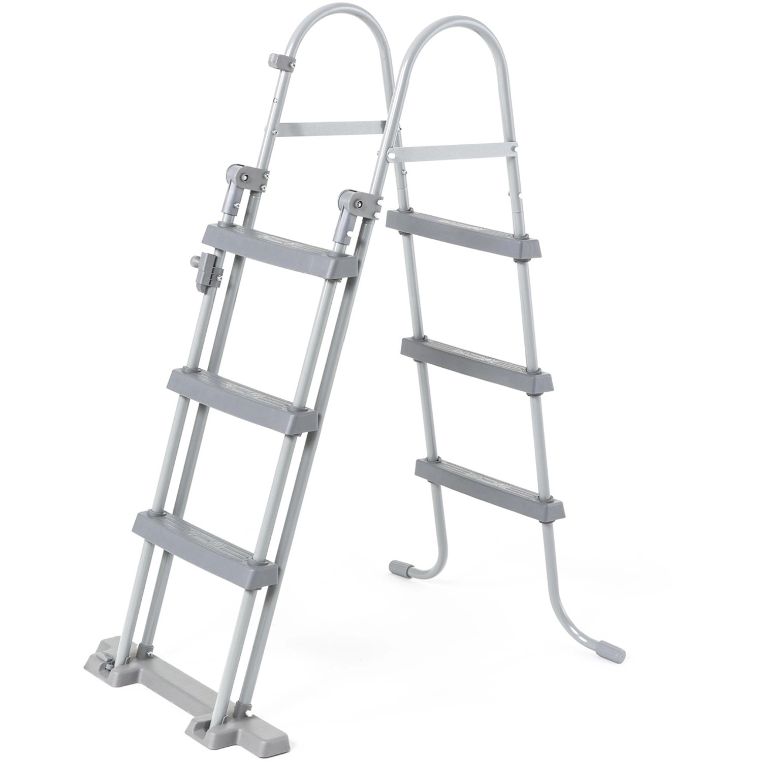Leiter für Bestway Fast Set Pool, Stahlrahmen, graue Stufen, Zubehör für Quick-Up Pool.