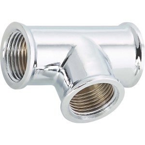 Verchromtes Messing Gewinde-T-Stück 14,9 mm (Rp 3/8) für Heizung und Trinkwasser.