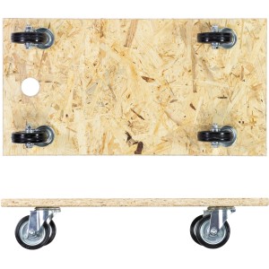 Wagner Transporthilfe 1140 mit OSB-Platte, 250 kg Tragkraft und vier Rollen.