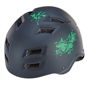 Schwarzer Prophete Fahrradhelm mit grünen Farbspritzern, ABS-Hartschale, Größe 58-61 cm.