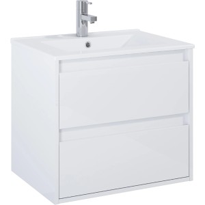 Maximus Waschbecken Kyra, 60 cm, Weiß Matt, mit Unterschrank und Armatur.