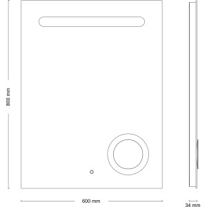 Jokey LED-Lichtspiegel Oxford, 60x80cm, mit Kosmetikspiegel und Touchschalter. Spiegel für Bad und Ankleide.