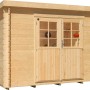 Kiehn-Holz Gartenhaus KH 28-047 Unberührt, 300x300 cm, aus unbehandeltem Holz mit Doppeltür.