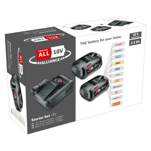 Bosch Akku-Starterset 18V mit 2,5 Ah und Ladegerät AL 18V-44 in Verpackung.
