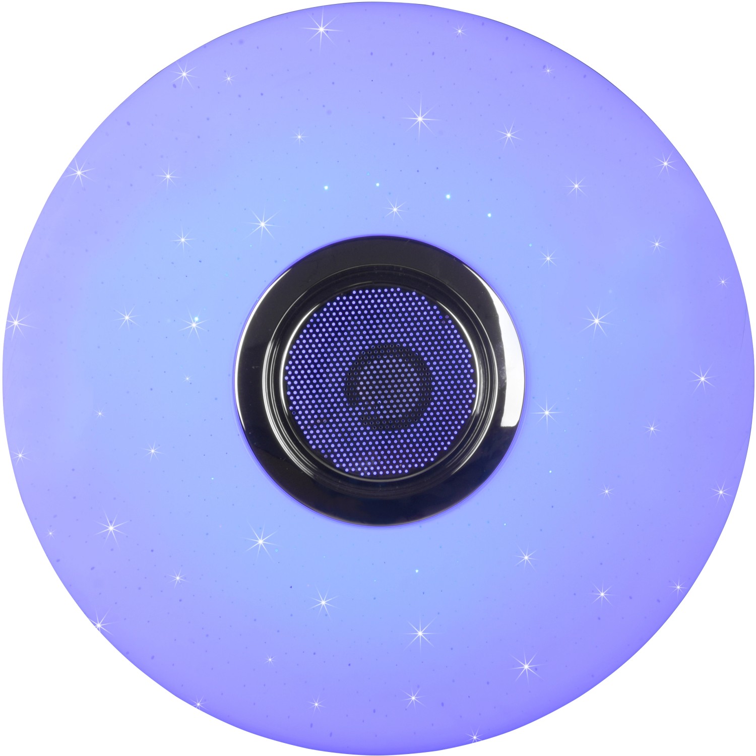 Weiße LED Deckenleuchte Musica mit Lautsprecher und Rainbow Effekt für Wohn- und Schlafzimmer.