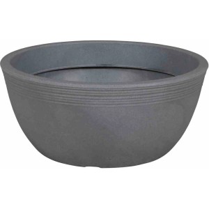 Graue Siena Garden Pflanzschale Malaga, Ø 38 cm, mit Rillenbanderole. Ideal für Garten und Terrasse.