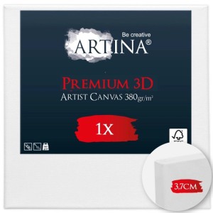 Artina Keilrahmen Premium 3D, 90x90cm, 380 g/m², weiße Leinwand für Künstler.