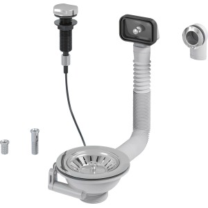 Prevex Ablaufventil-Set mit Drehbedienung, 1 1/2", Chrom, für Spüle.