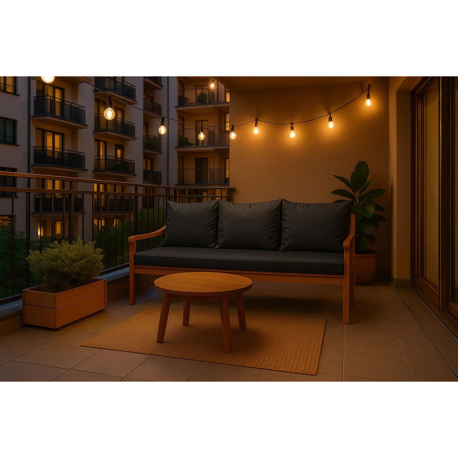 Setgarden Bankkissen Anthrazit, 180x60 + 4 Kissen, für 3-Sitzer Gartenbank.