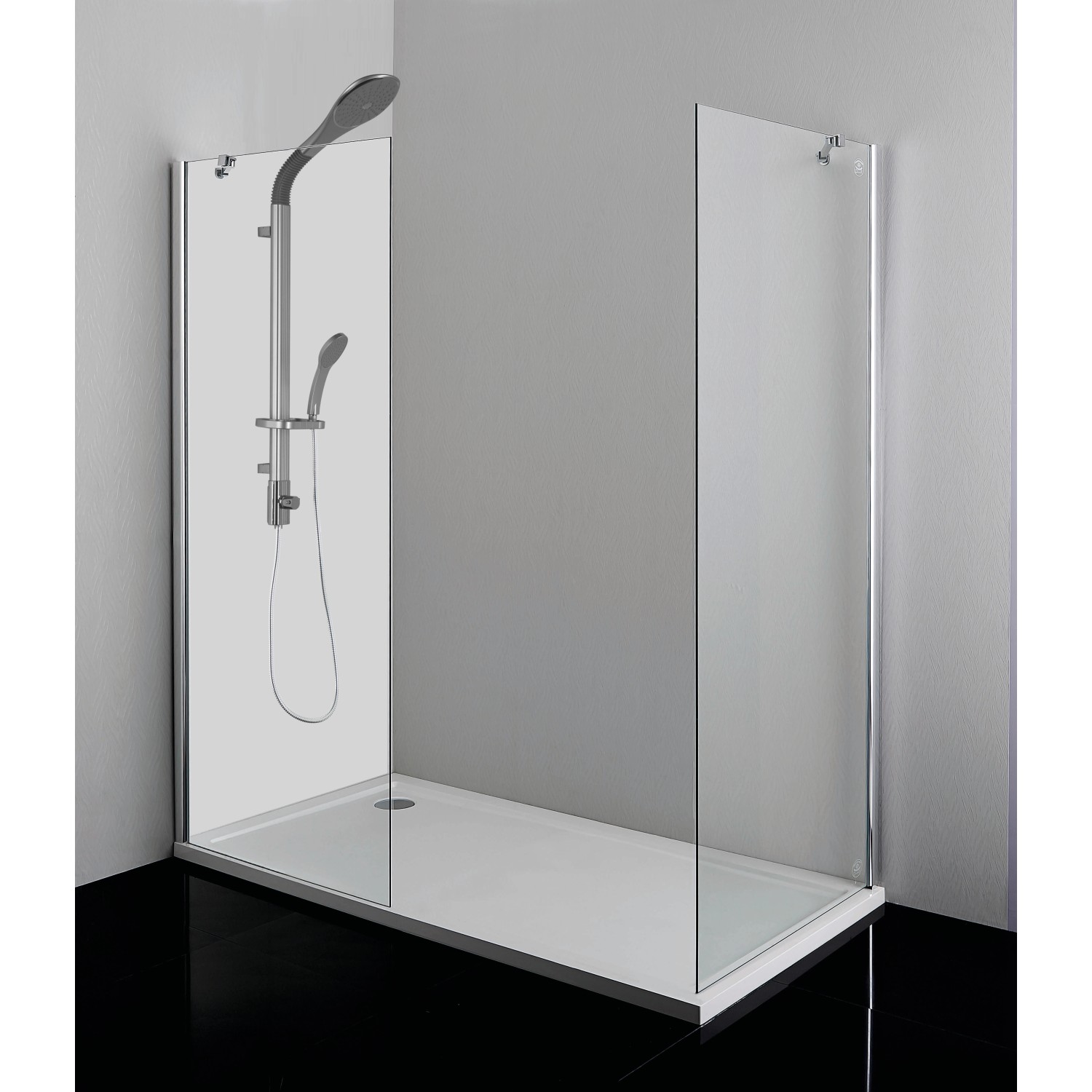 Sanoflex Seitenwand, 6 mm Glas, Chromprofil, 95x195 cm, für Duschkabinen.