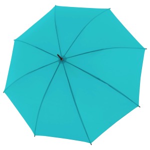 Geöffneter, türkisblauer Derby Regenschirm Trend Lang mit Ø 102 cm Durchmesser.