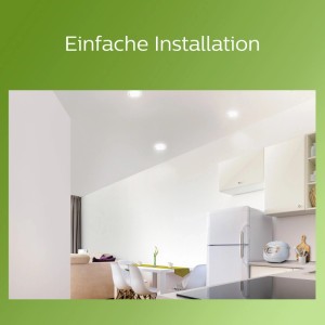 Philips LED-Einbauspot Diamond Cut in Weiß, installiert in einer modernen Küche.