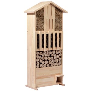 XXL Insektenhotel-Wand mit Igelhaus aus massivem Kiefernholz FSC®