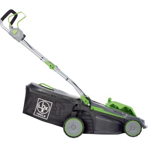 LUX-TOOLS Akku-Rasenmäher A-RM-2x20/37 Set mit Akkus und 37 cm Schnittbreite.