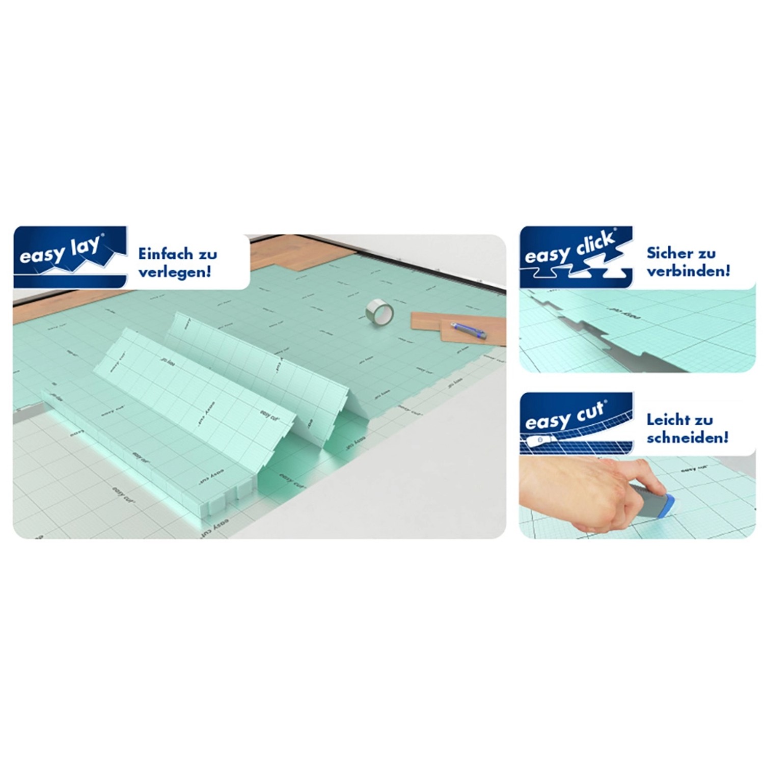 Selitac Trittschalldämmung 2,2mm: Dämmunterlage für Laminat & Parkett mit Verlegehilfe.