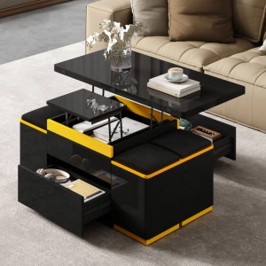 okwish Couchtisch Modern/HöhenVerstellbar/Klappbar Esstisch Wohnzimmermöbel 100 x 50 cm Schwarz