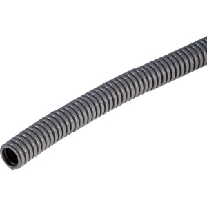 Flexibles, dunkelgraues EN 20 Panzer-Isolierrohr, 25 m lang, für Auf-, In- und Unterputzmontage.