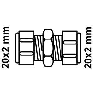 Kirchhoff Verbindungsstück 20 mm, Klemmfitting für MSVR Blank, schematische Darstellung.