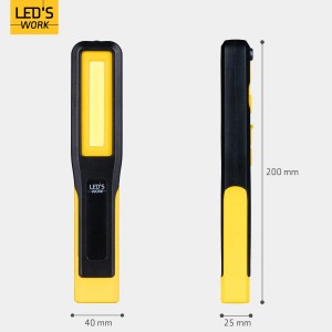 LED's Work Akku Handlampe, 300lm, gelb/schwarz, mit Magnet und Haken. Ideal als LED-Baustrahler.