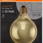 Osram LED-Leuchtmittel E27 in Globeform, 6,5W, warmes Licht, auf Verpackung.