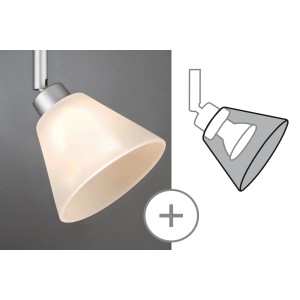 Paulmann Deko-Schirm Kegi für DecoSystems Schienensysteme, weißes Glas, max. 50W.