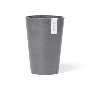 Graue Ecopots Vase Pisa, 14x20 cm, ideal für Blumenarrangements im Innen- und Außenbereich.