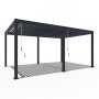 Freistehender anthrazitfarbener Alu Pavillon mit verstellbarem Lamellendach. Ideal als Terrassenüberdachung & Sonnenschutz.
