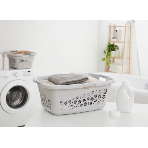 Rotho Wäschekorb Flowers 50 l Cool Grey