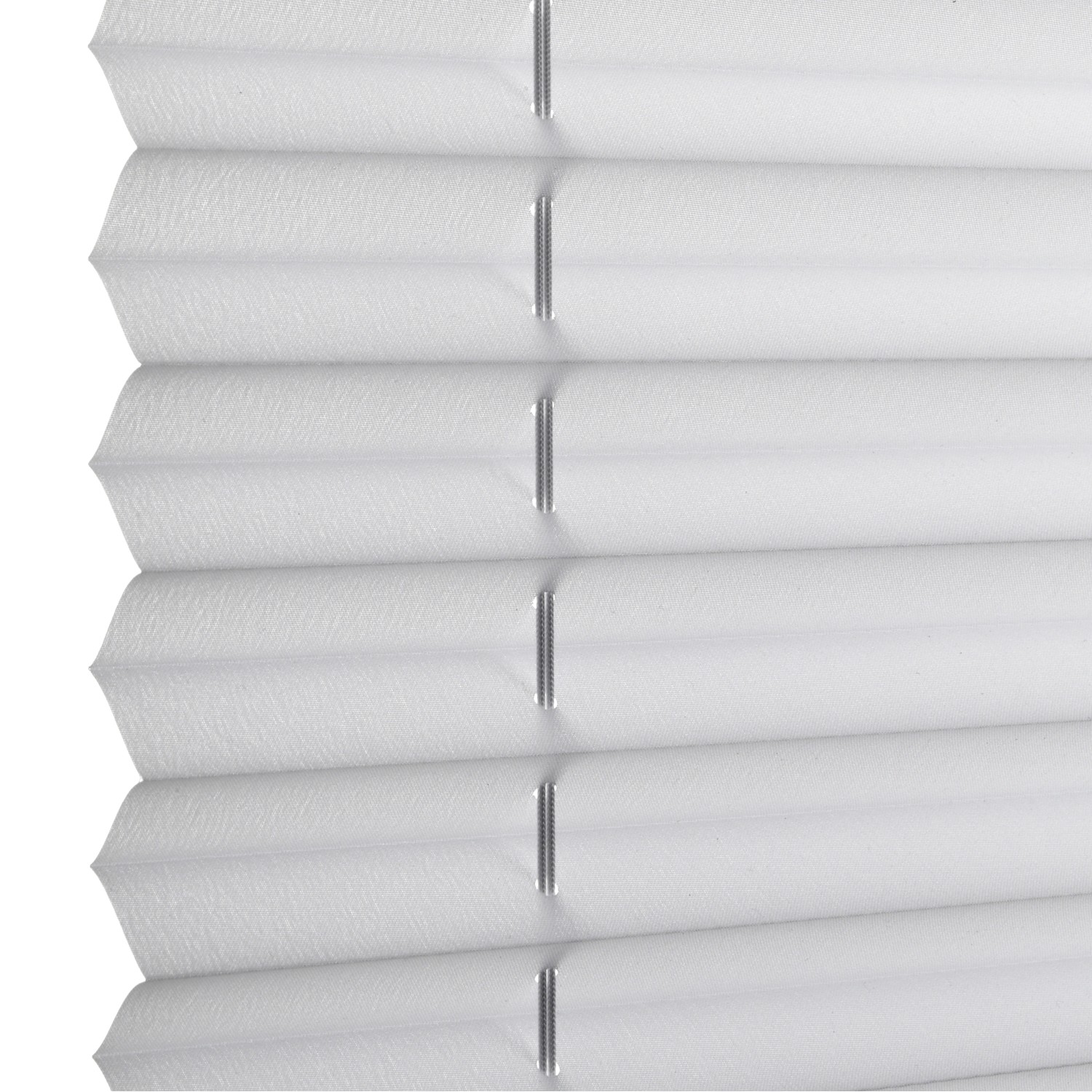 Detailansicht: Weißes Wohnidee Plissee 40x130 cm mit Bedienschienen.