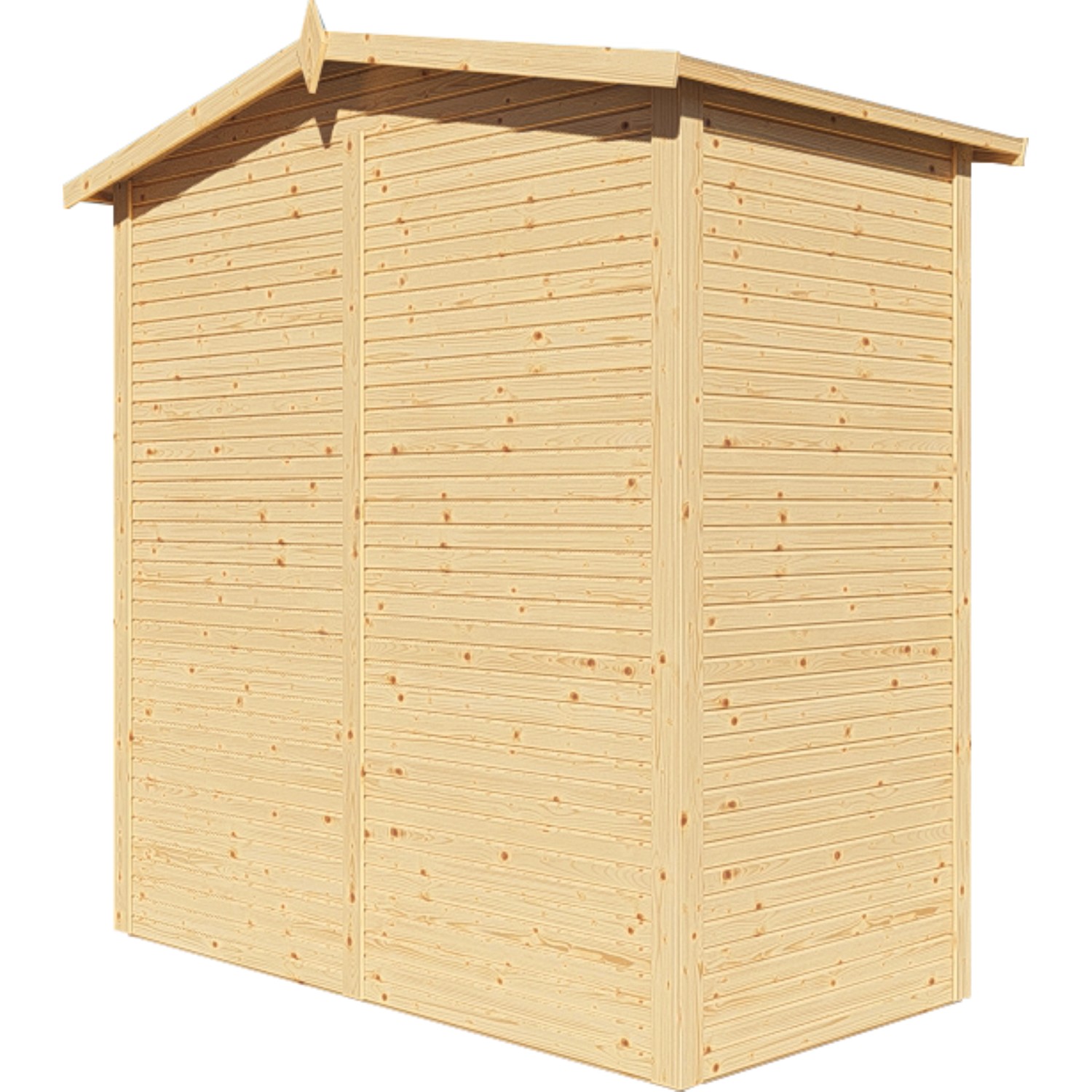 Bertilo Gerätehaus aus Holz, naturbelassen, 103x207 cm. Kleines Gartenhaus mit Satteldach.