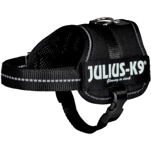 Schwarzes Julius K-9 Powergeschirr Baby 2 XS-S für kleine Hunde.