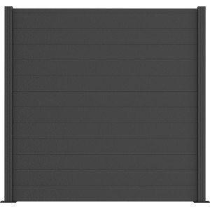 Anthrazitfarbene WPC Zaun-Diele (179x21,2cm) mit Nut und Feder für ZacAlu Zaunsystem.