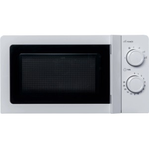 Weiße Silva Homeline Mikrowelle MW 21.1 mit Drehteller und zwei Drehreglern.