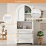 okwish Aufbewahrungsschrank mit Schubladen Türen Regal Wohnzimmer 70x35x180cm Weiß_7