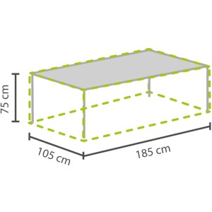 Abbildung einer Gartenmöbel Schutzhülle von Perel für Tische bis 180 cm Länge.