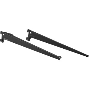 Schwarzes Metall-Winkelträger-Set, 38 cm, für Regalböden und Wandschienen.